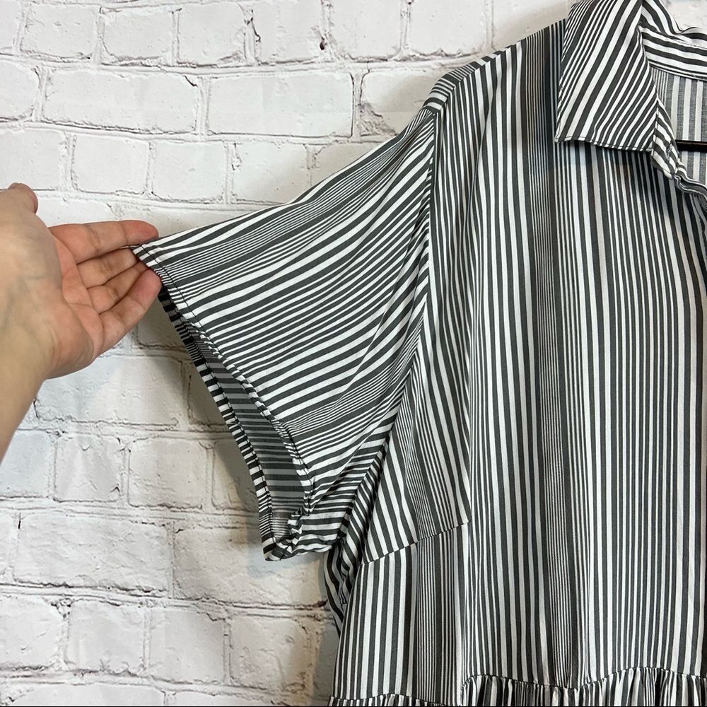 Torrid Grey Stripe Twill Button Front Shirred Bab… - image 5